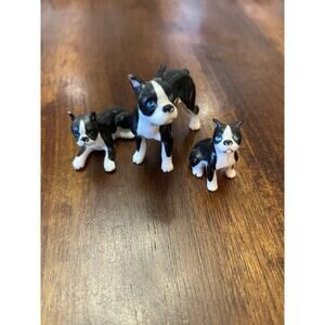 Vintage bone China Boston Terrier dog lot of 3